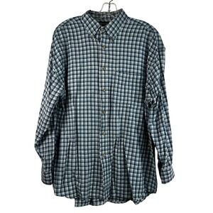 Revenge Shirtmakers Mens XL Blue White Gingham Plaid Cotton Button Down Shirt